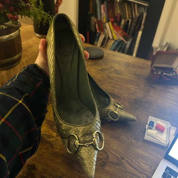 Horsebit Accent Snakeskin gucci heels - Picture 5 of 5